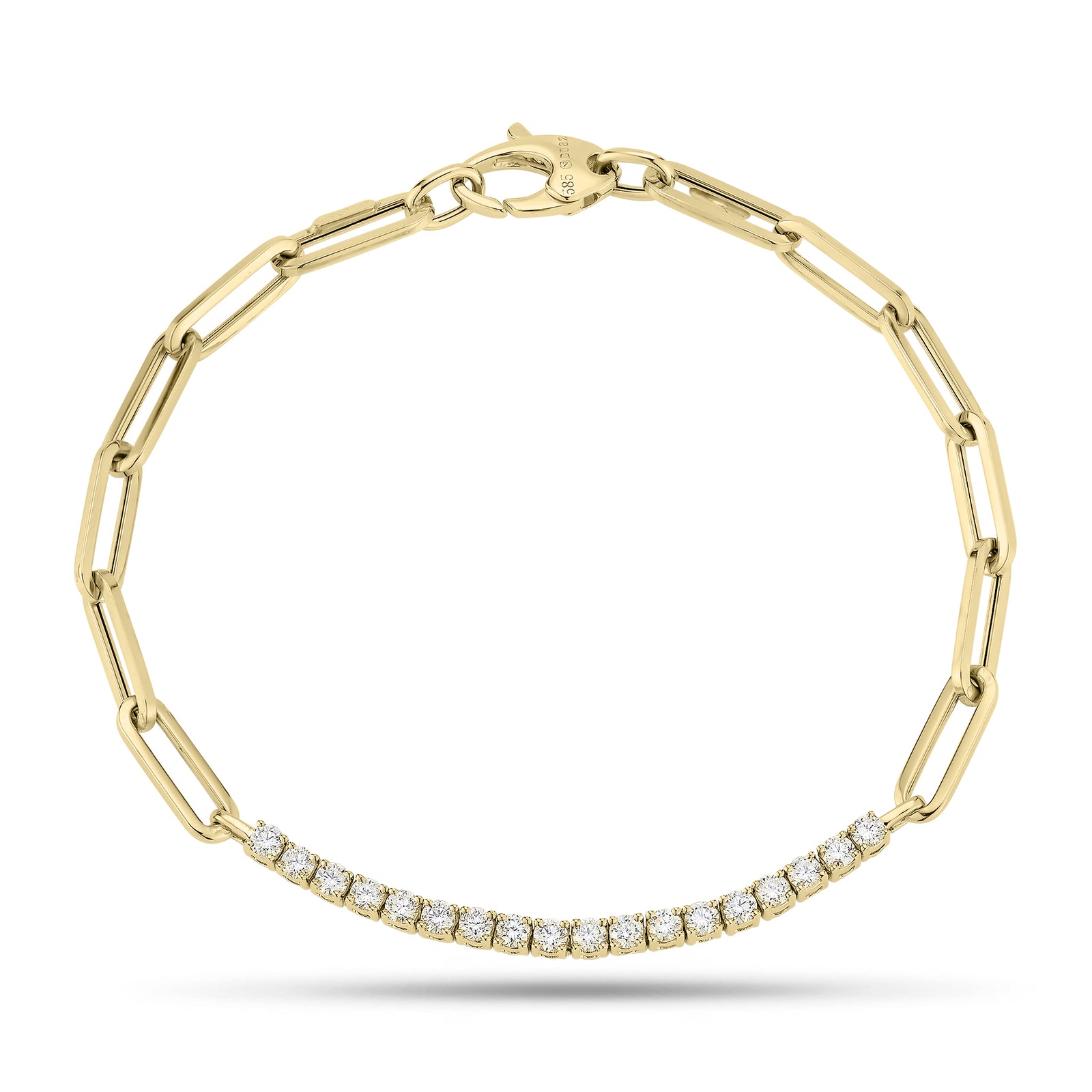 Tezza Paperclip Chain Bracelet w/ Diamond Initial Charm