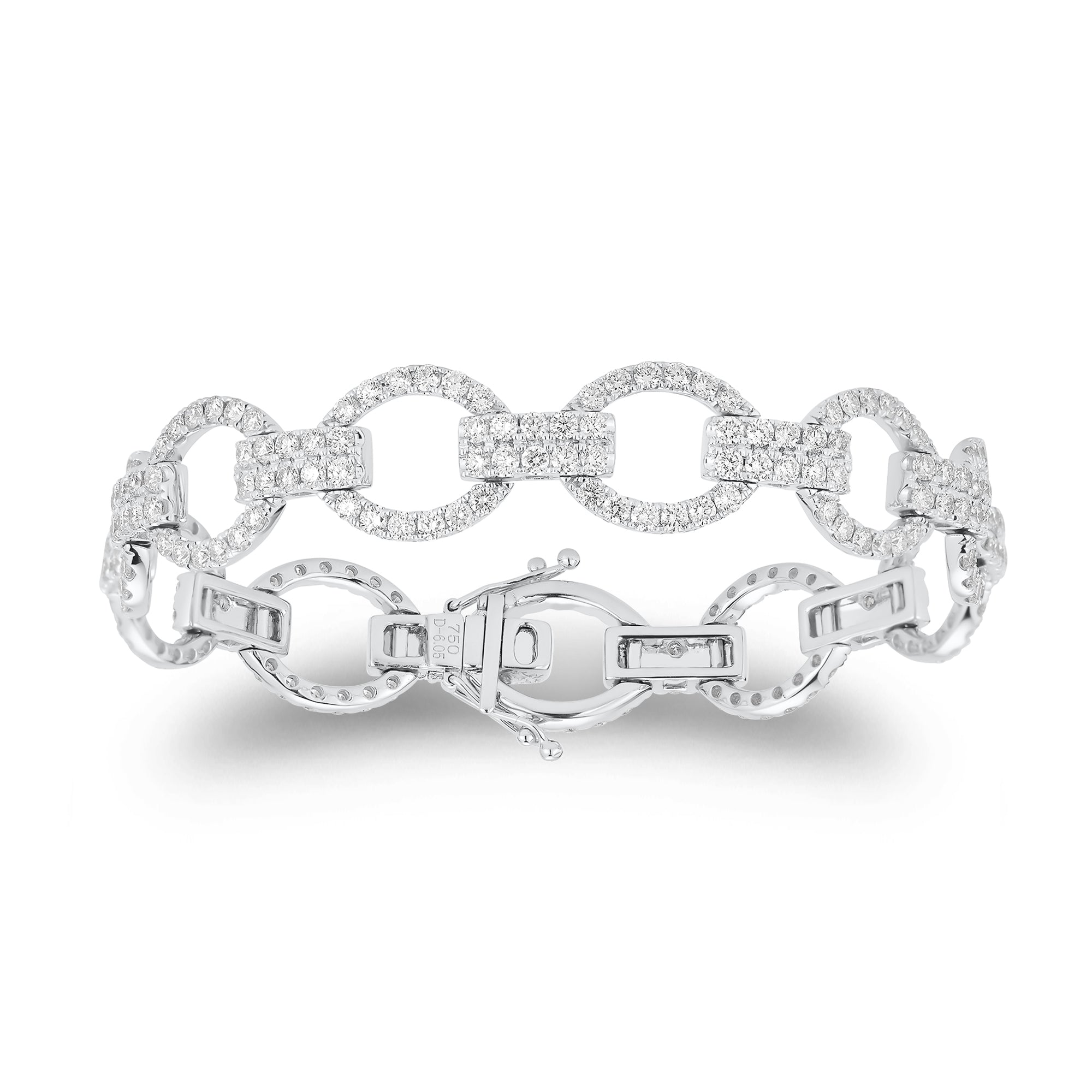 Diamond Halo Oval Link Bracelet - Nuha Jewelers