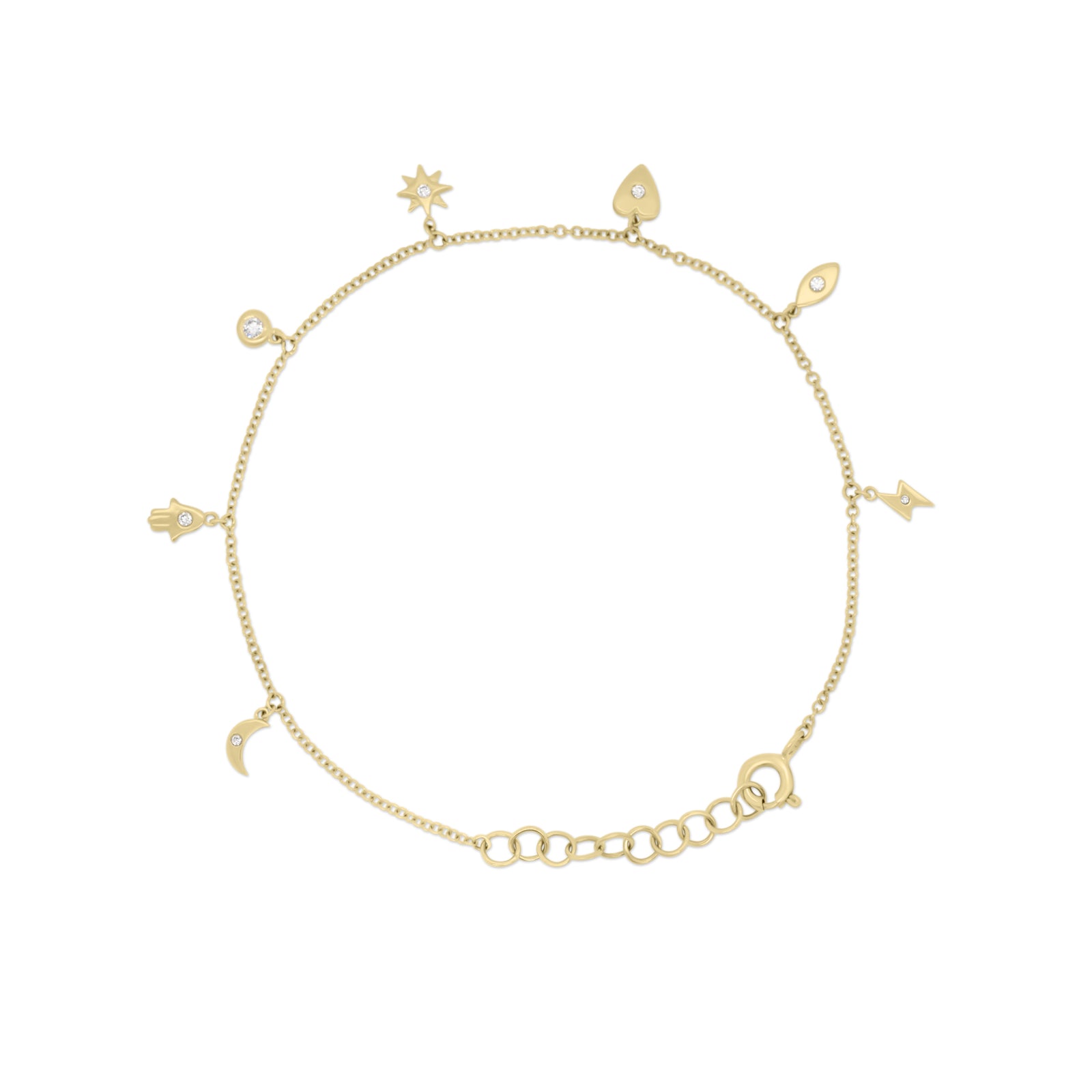 Double Link 14K Yellow Gold Charm Bracelet by Gold Rush