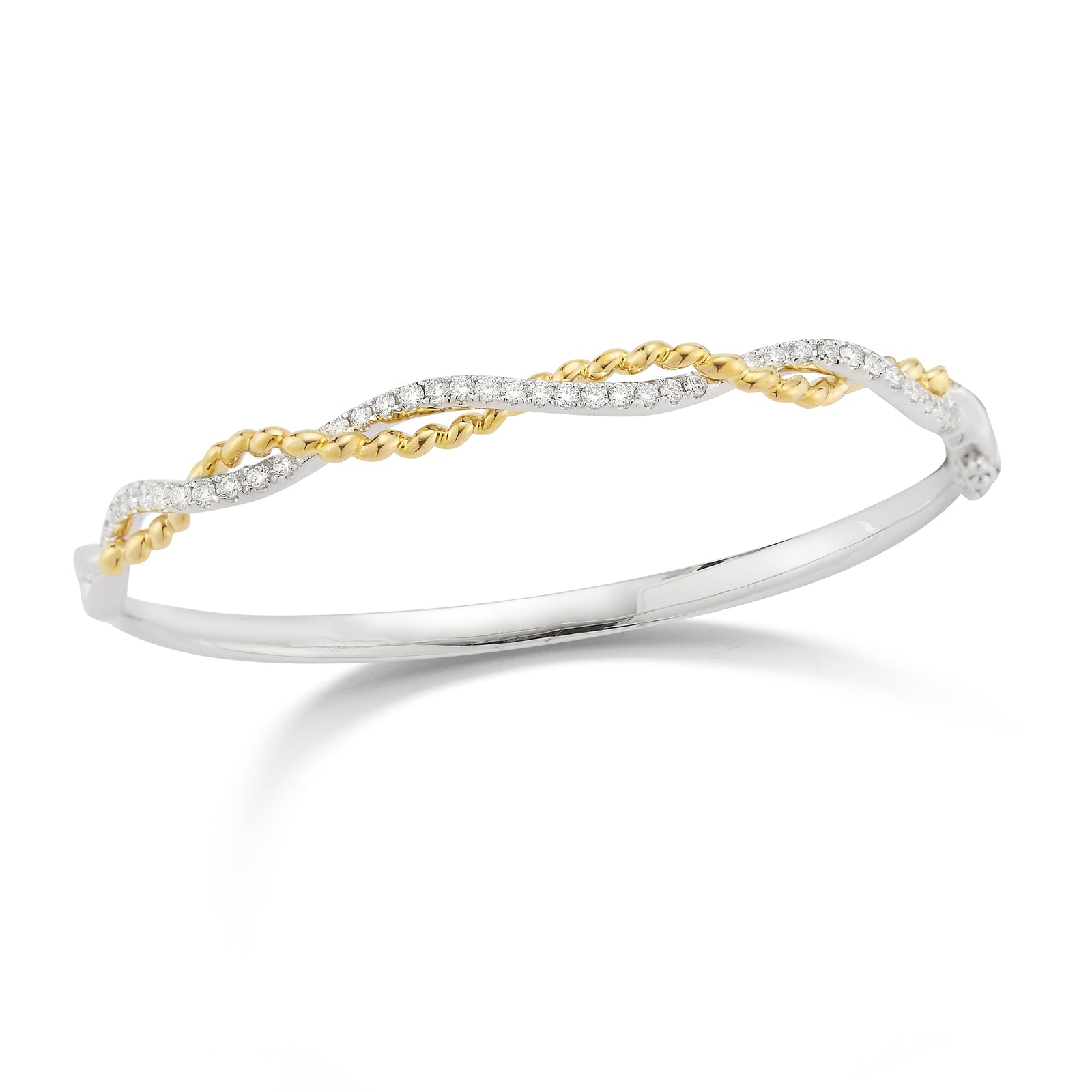 Gold Twist Bangle With Silver Hook And Diamond Rondelle – Reservoir