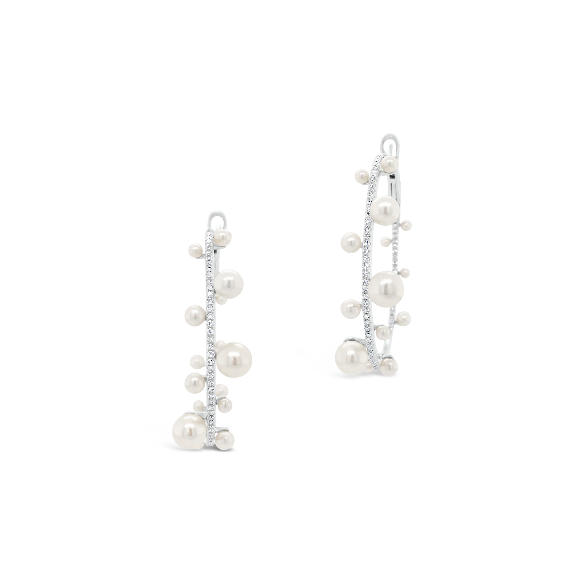 Pearl & Diamond Hoop Earrings - Nuha J