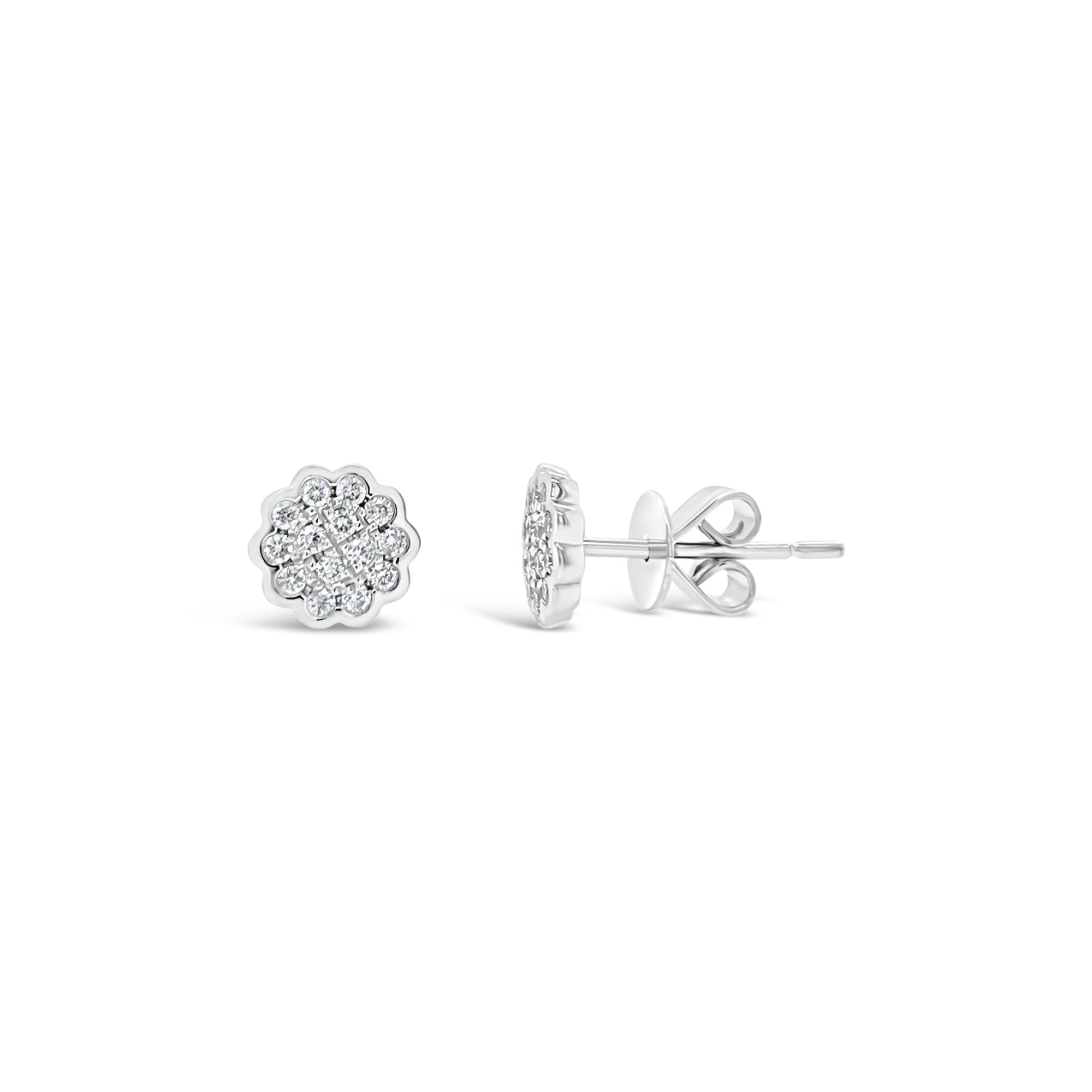 Pave Diamond Flower Stud Earrings - Nuha Jewelers