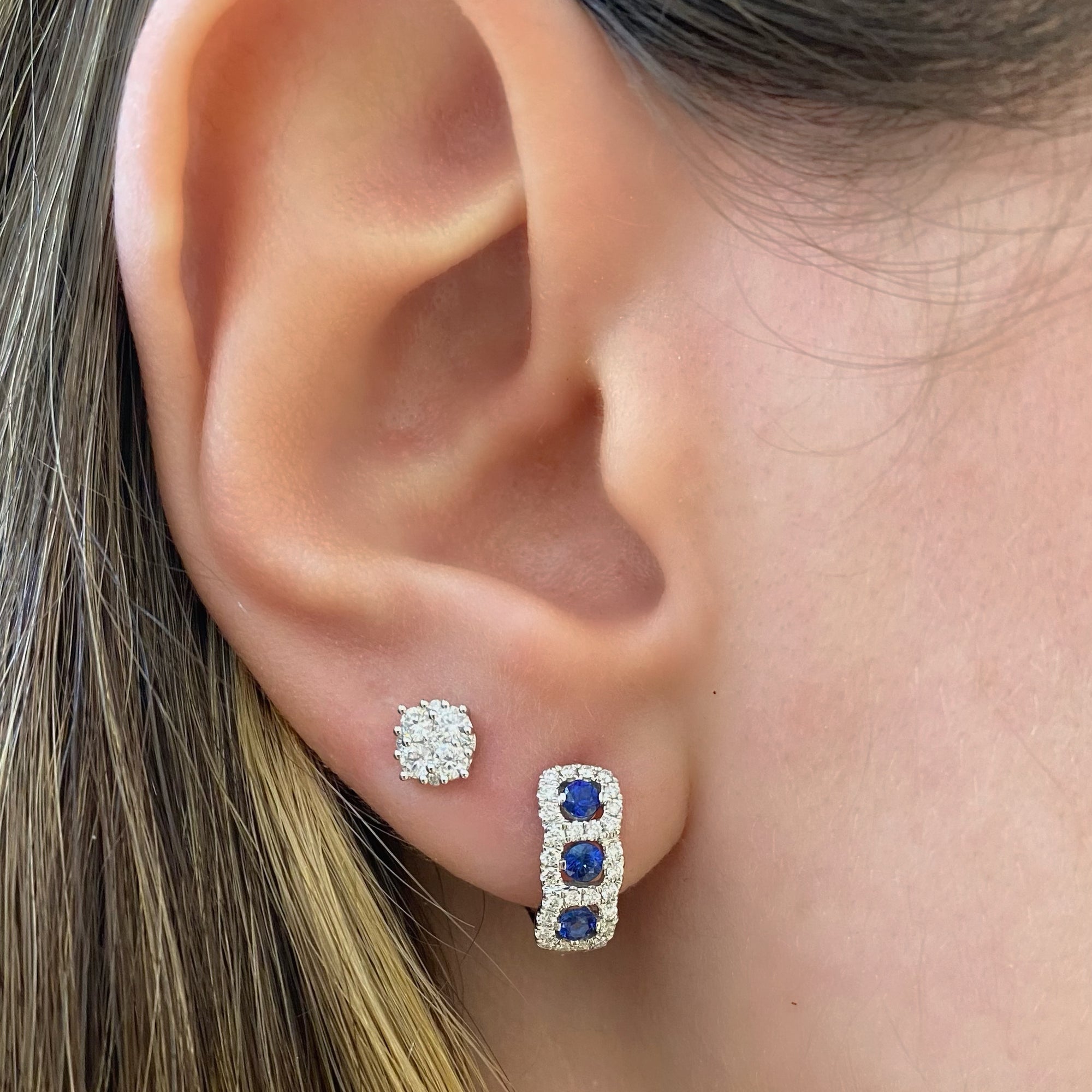 1.06 ct Diamond Cluster Stud Earrings - Nuha Jewelers