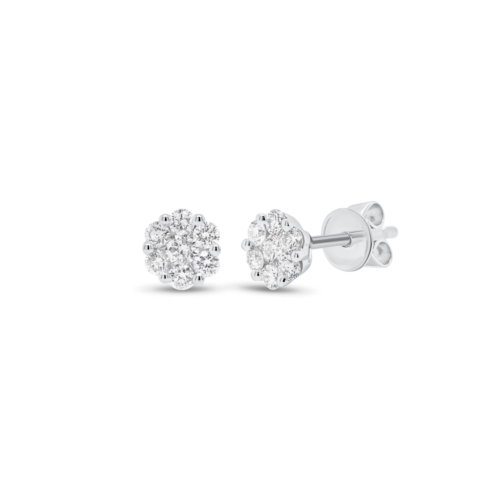 0.78 ct Round Diamond Cluster Earrings - Nuha Jewelers