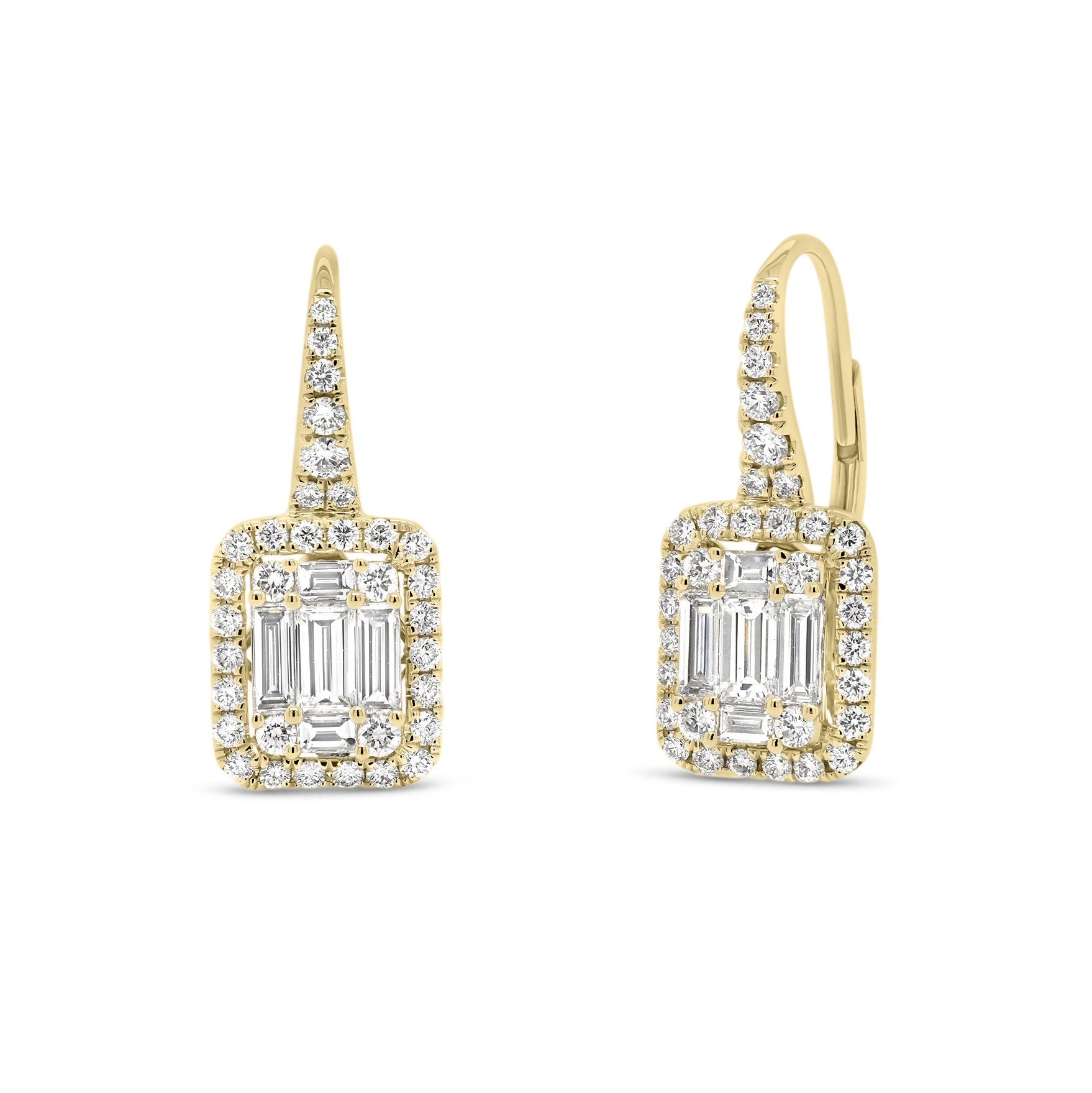 Baguette Diamond Lever-Back Earrings