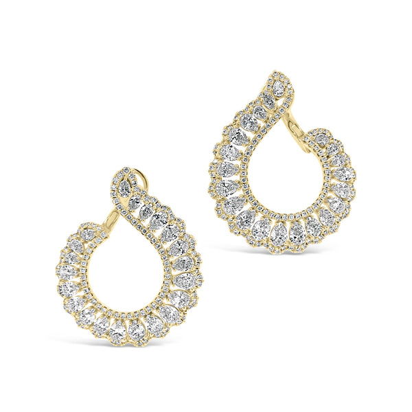Diamond Front-Facing Swirl Earrings - Nuha Jewelers