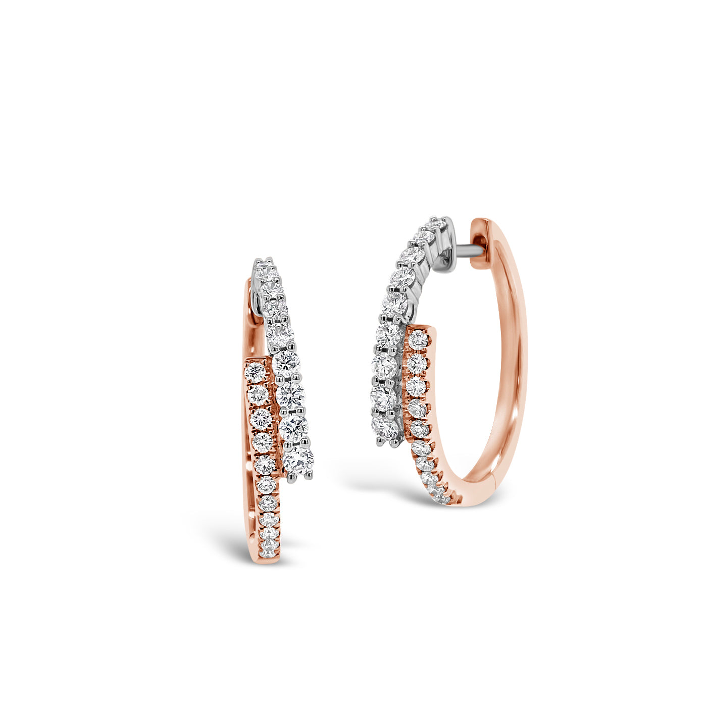 Diamond Two-Tone Crossover Hoop Earrings - Nuha J