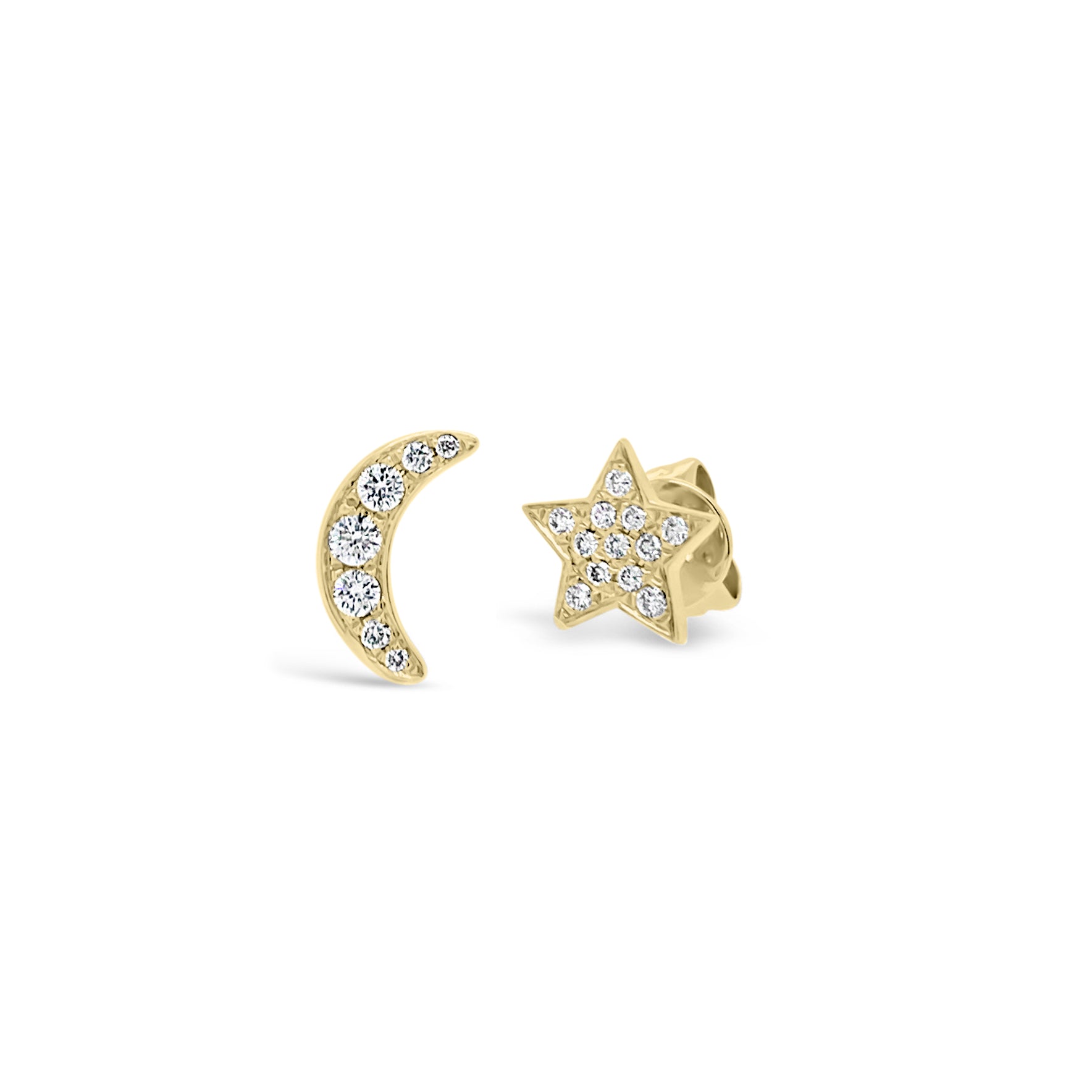 Diamond Moon & Star Stud Earrings - Nuha J