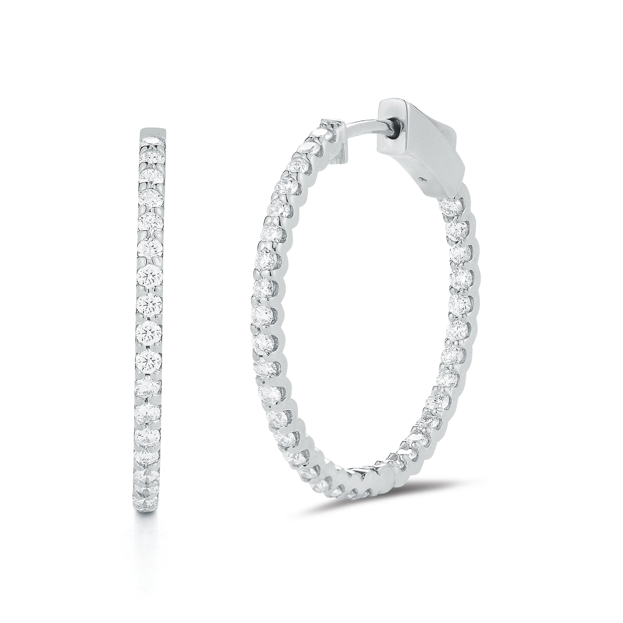 1 inch diamond hoop earrings