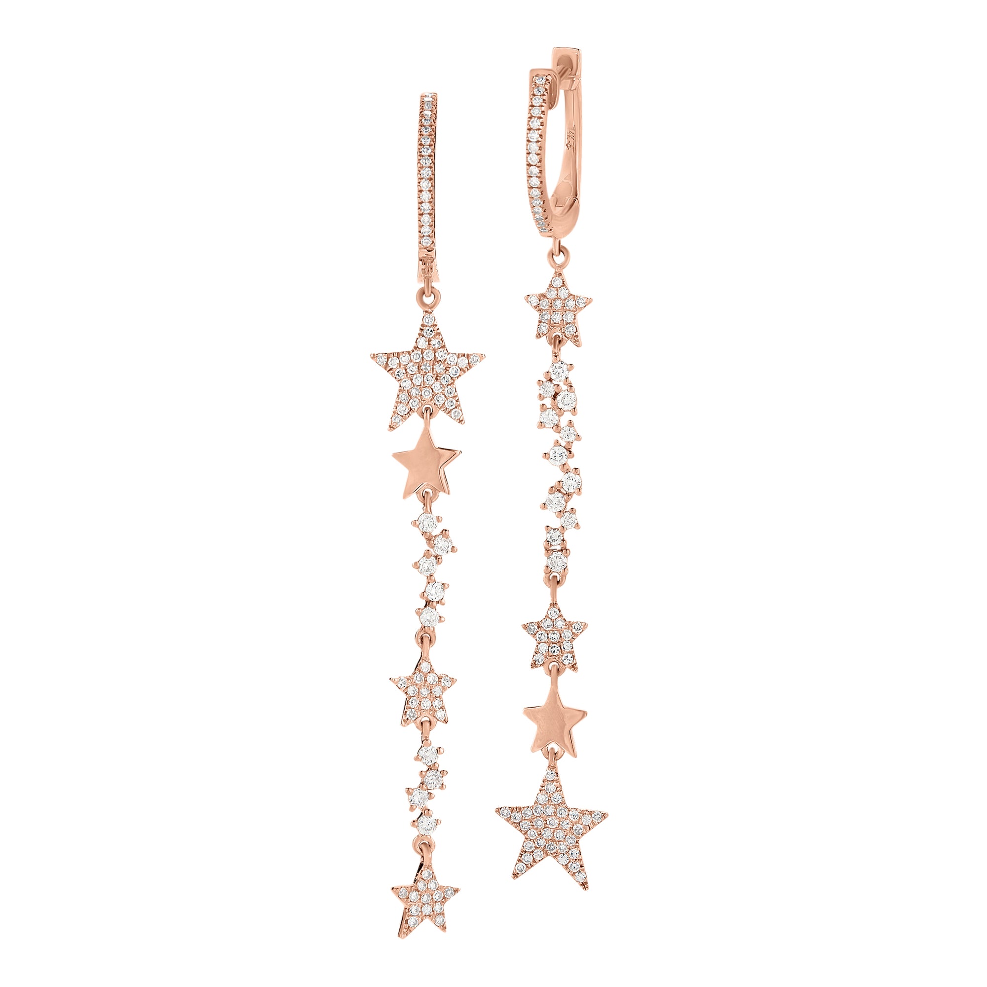 Diamond Dangling Star Earrings - Nuha Jewelers