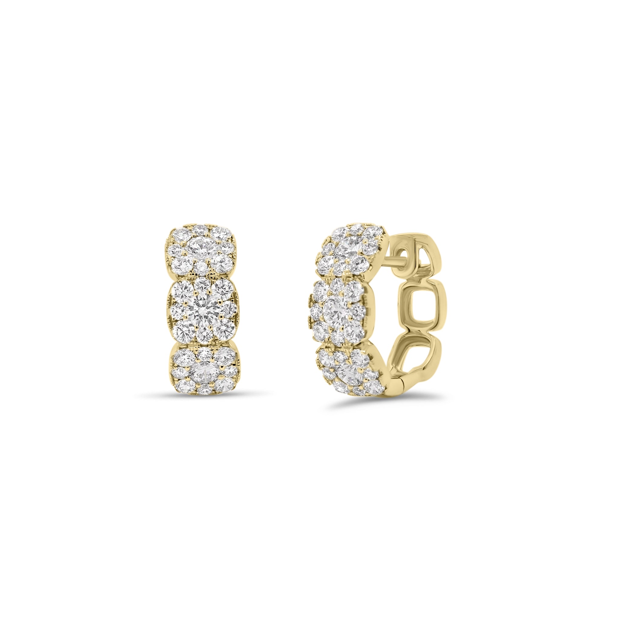 Halo Diamond Cushion Huggie Earrings