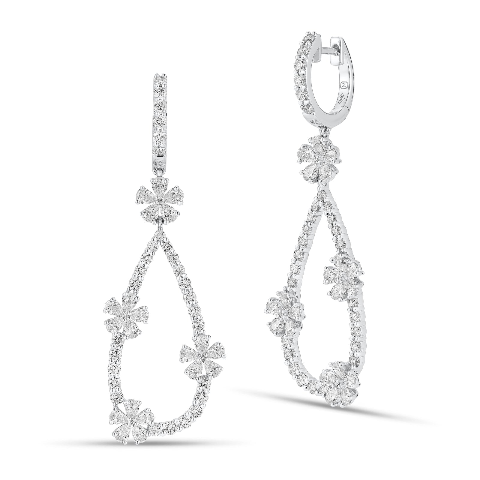 Diamond Layered Teardrop Dangle Earrings - Nuha Jewelers