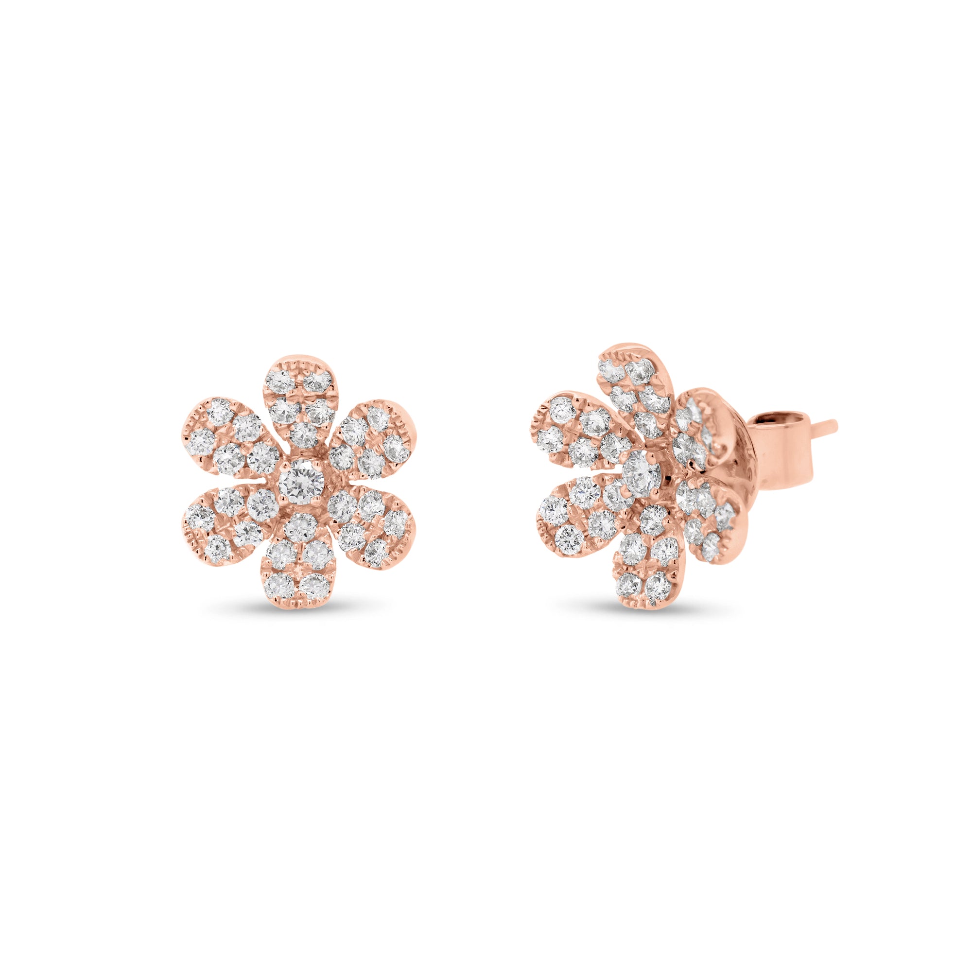 Large Diamond Flower Stud Earrings - Nuha Jewelers