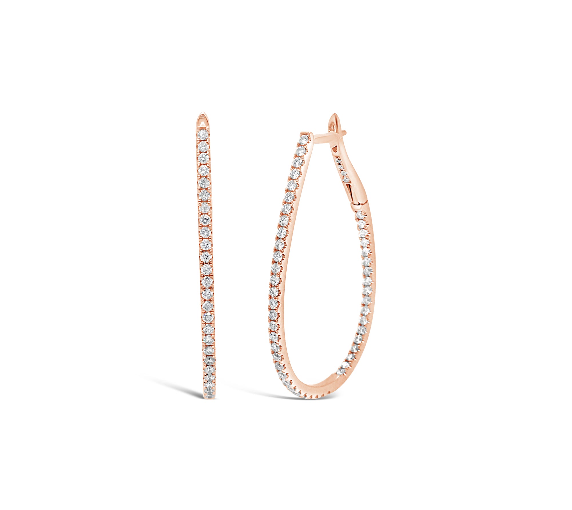 oval diamond hoops