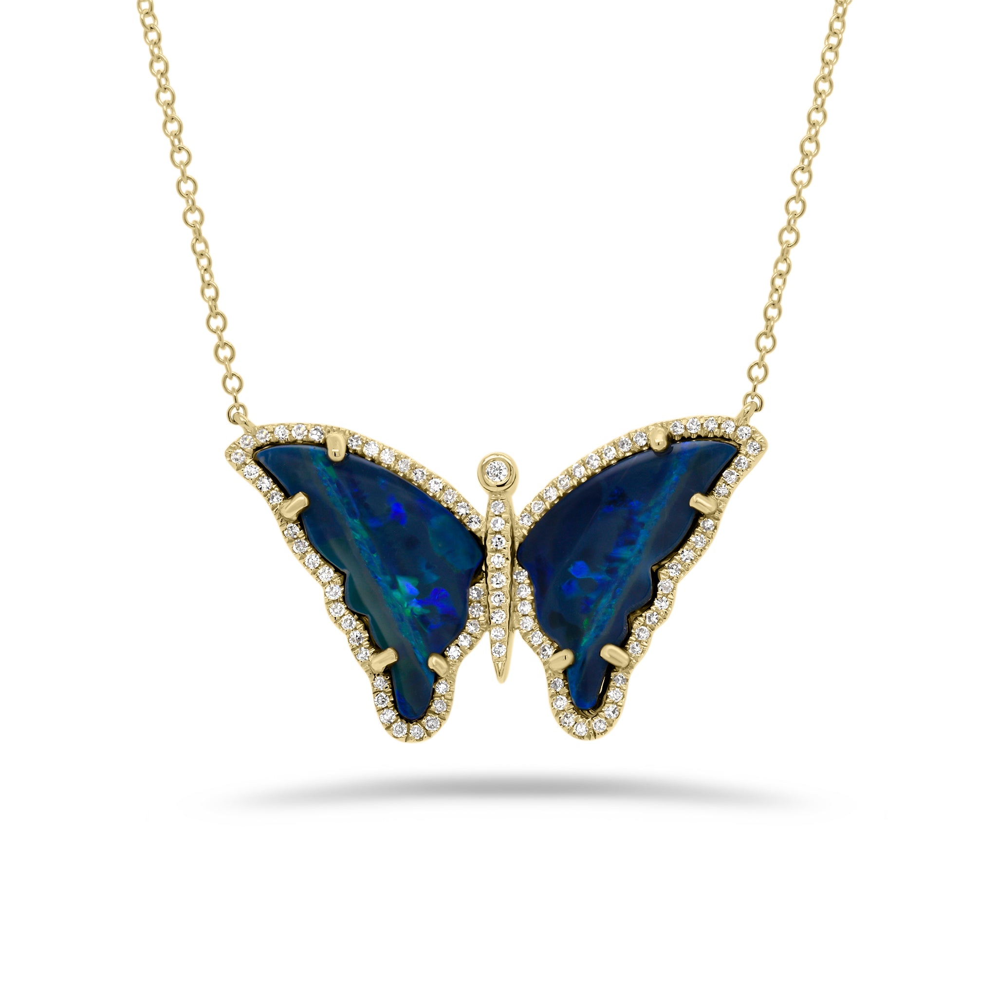 Opal & Diamond Butterfly Necklace