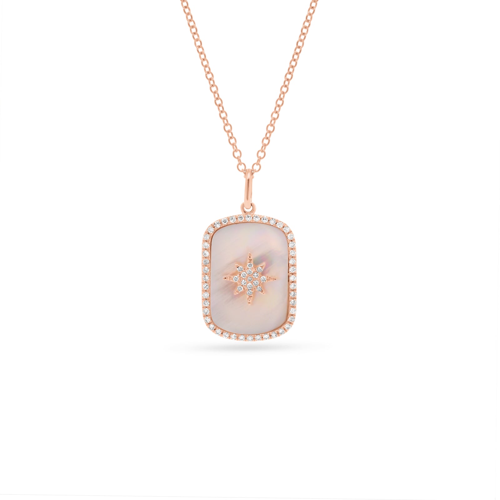 Rose Gold Mother of Pearl and Diamond Monograms Layering Necklace