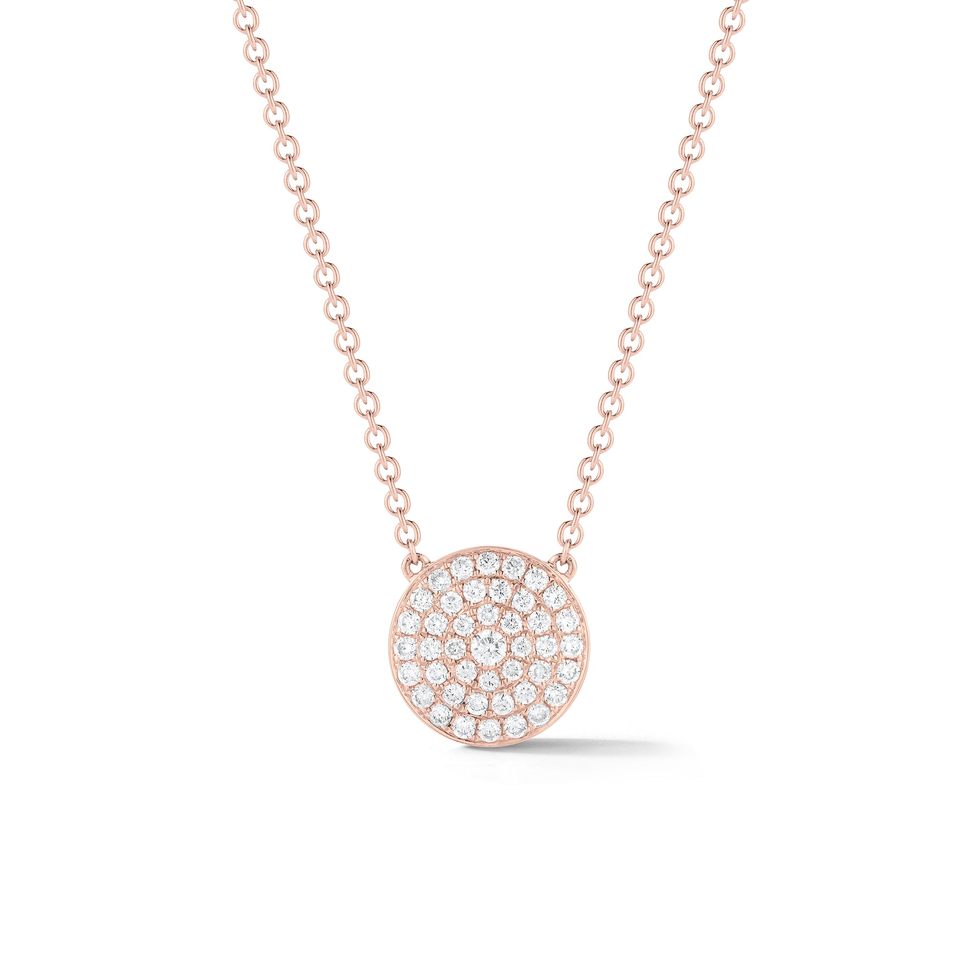 Pave Diamond Small Disc Pendant Necklace