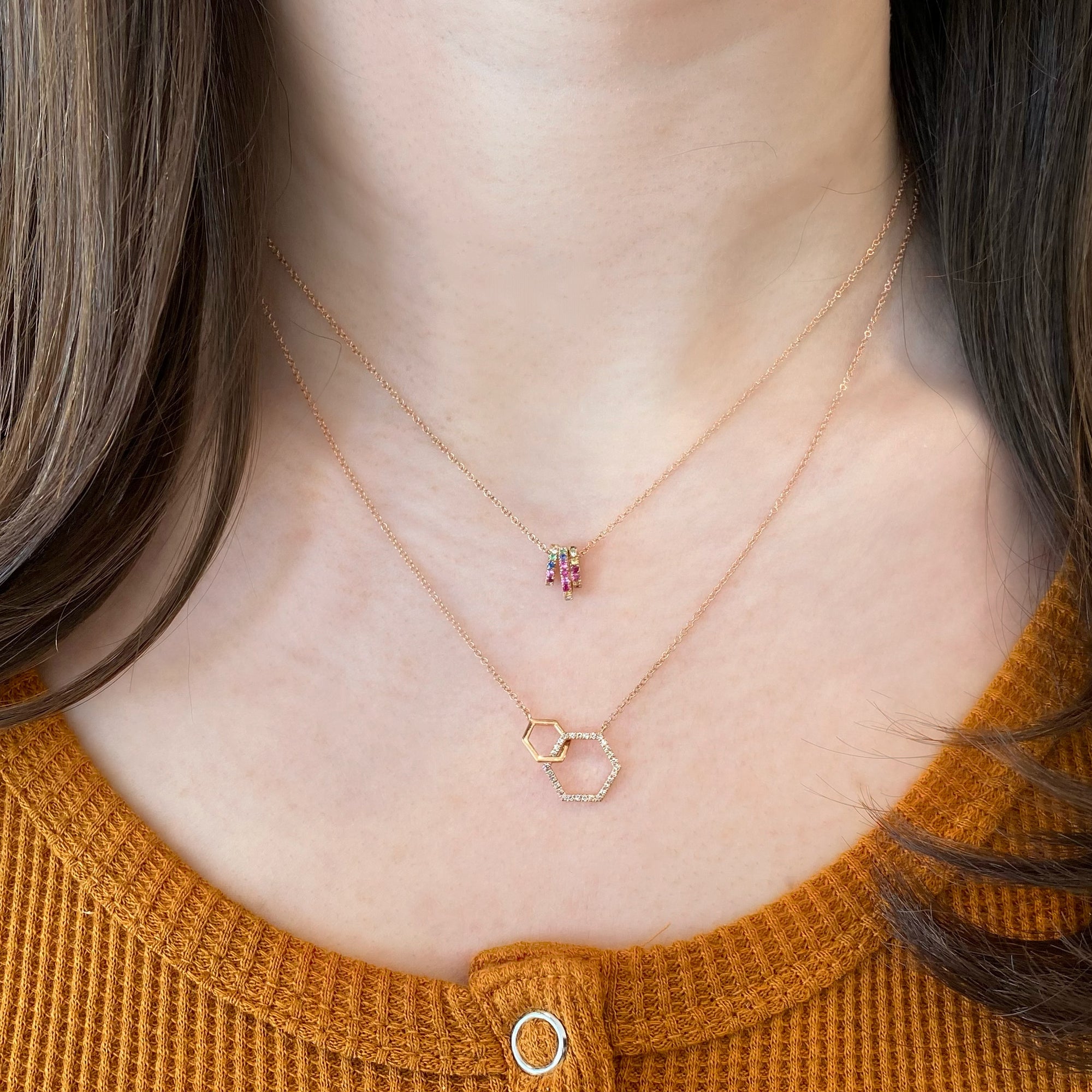 Multicolor Gemstone Medium Pendant - Nuha Jewelers