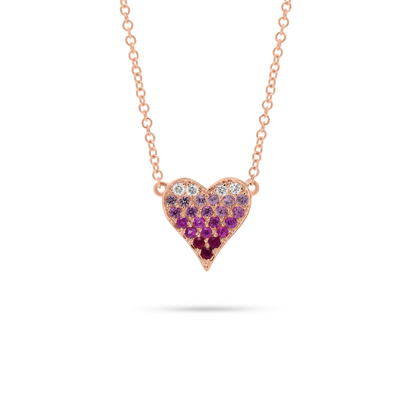 Rose Gold Pink Sapphire Heart Pendant