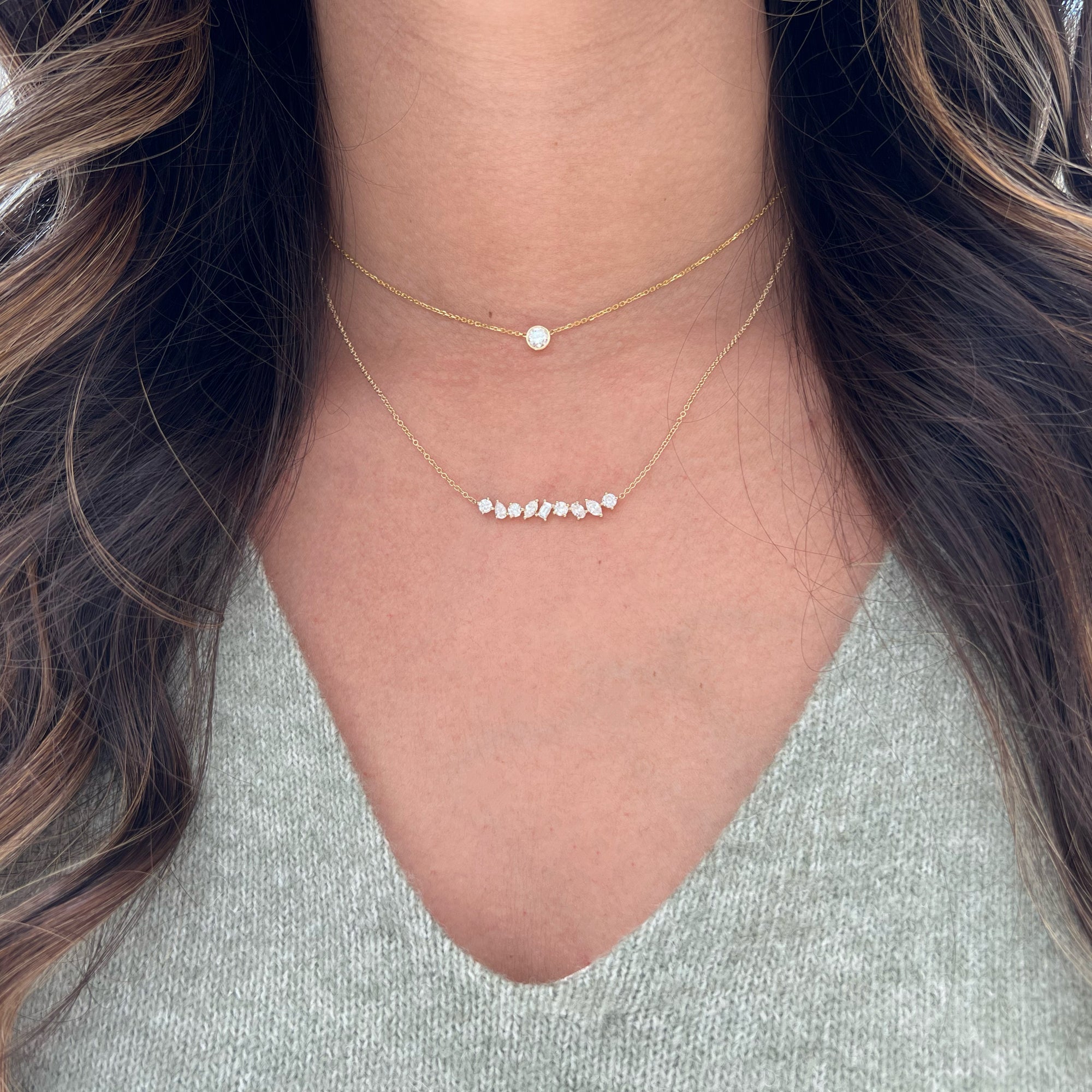 Mixed Shape Diamond Bar Necklace - Nuha J