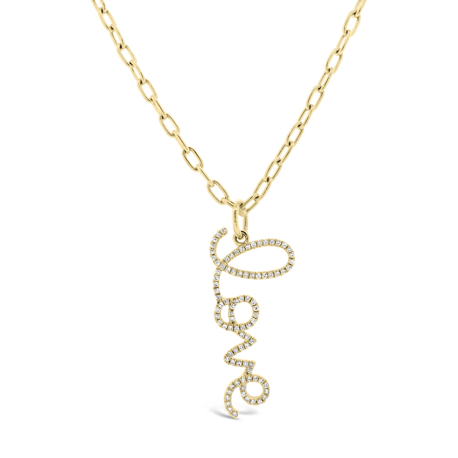 Small Diamond Love Script Necklace - Nuha Jewelers