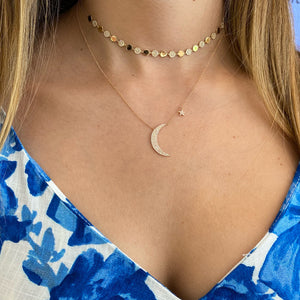 Pave Diamond Moon and Star Necklace - Nuha J