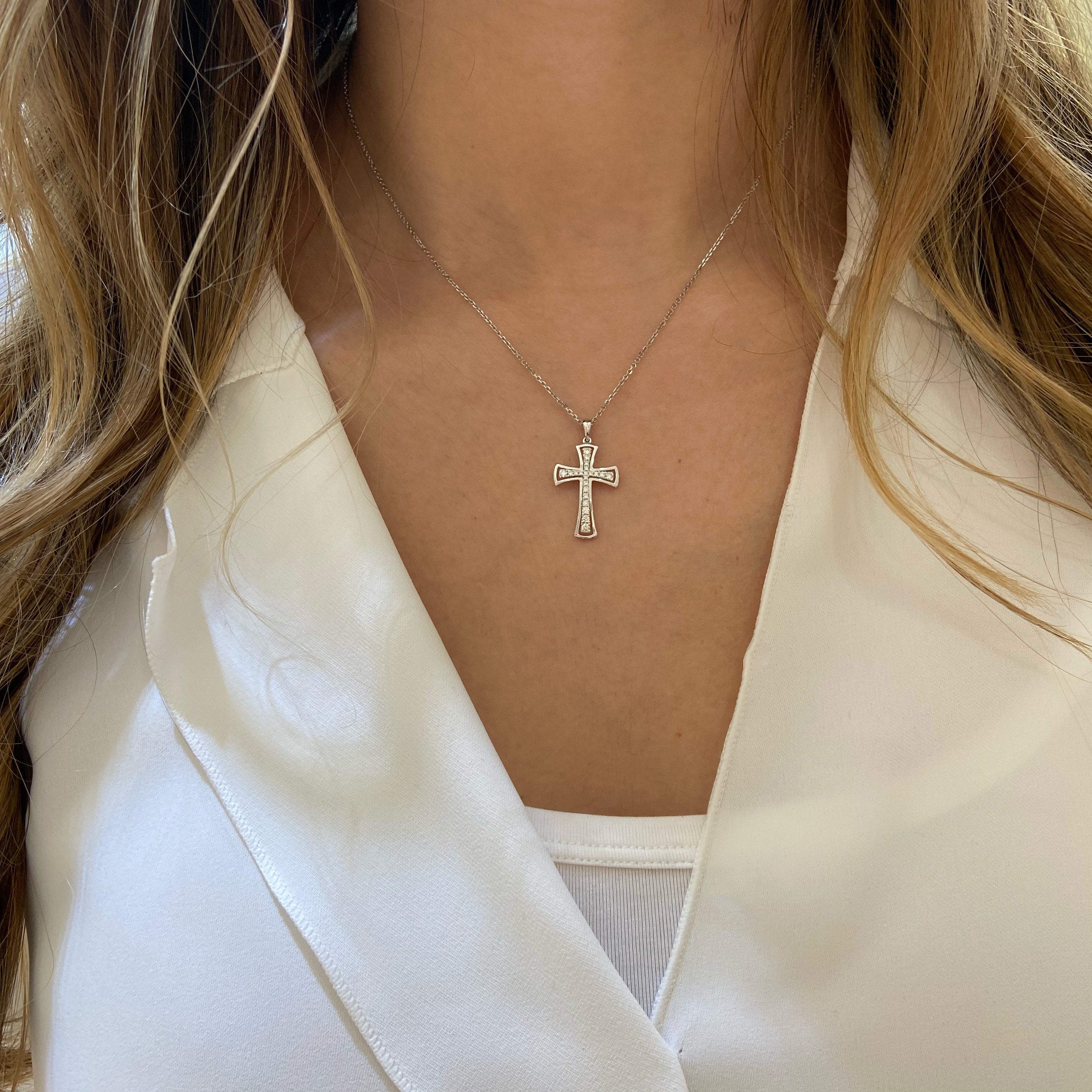 halo cross necklace