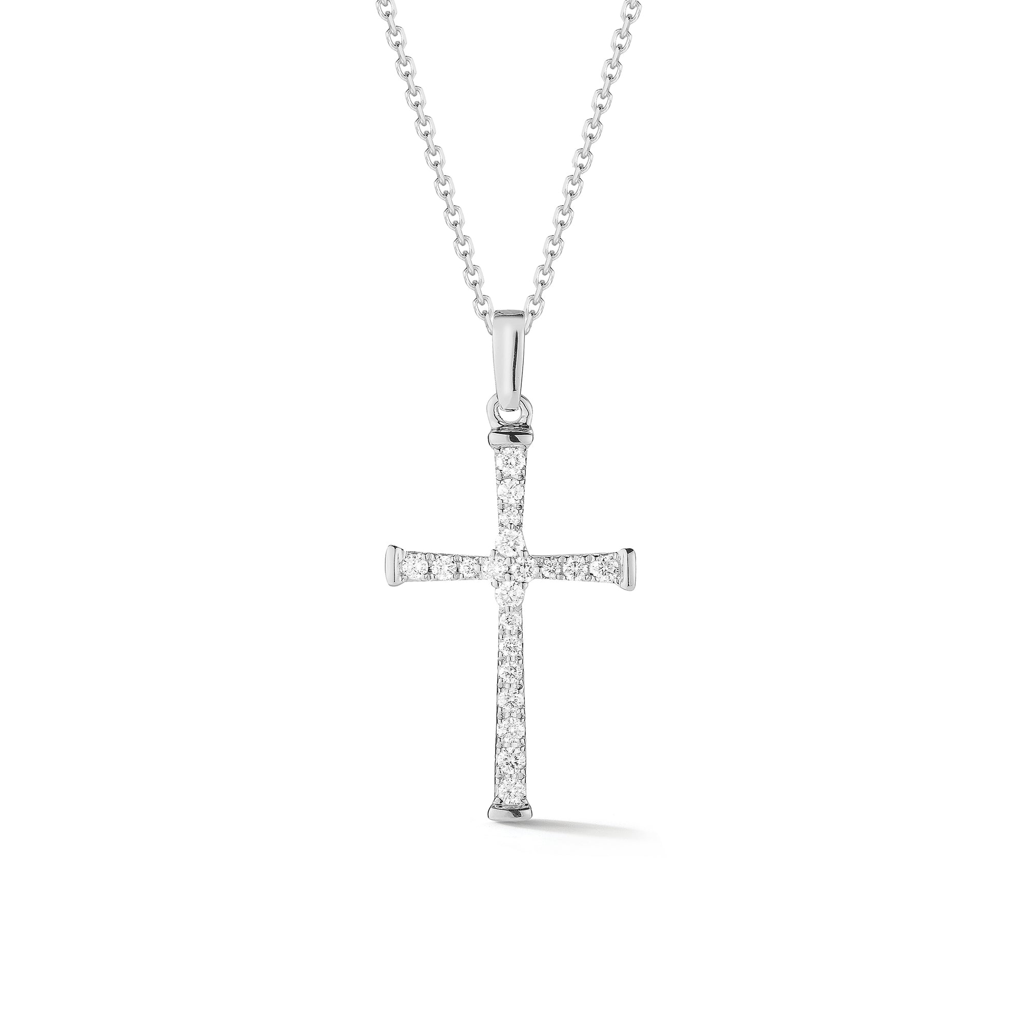 Diamond Skinny Cross Pendant Necklace 