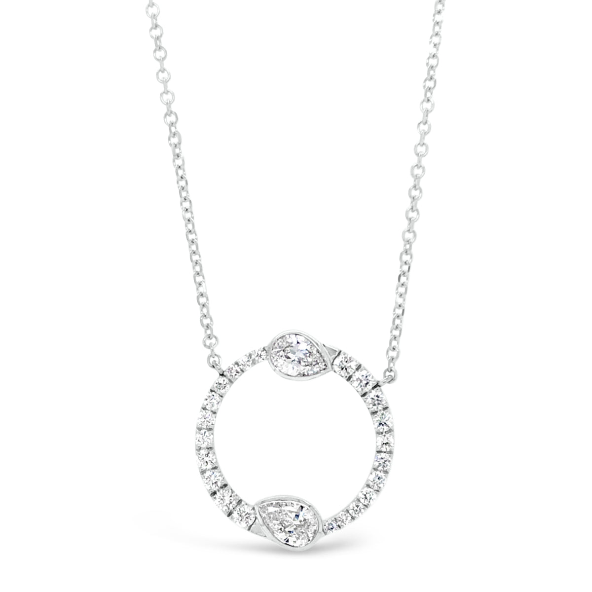Round & Pear-Shaped Diamond Circle Pendant Necklace - Nuha J