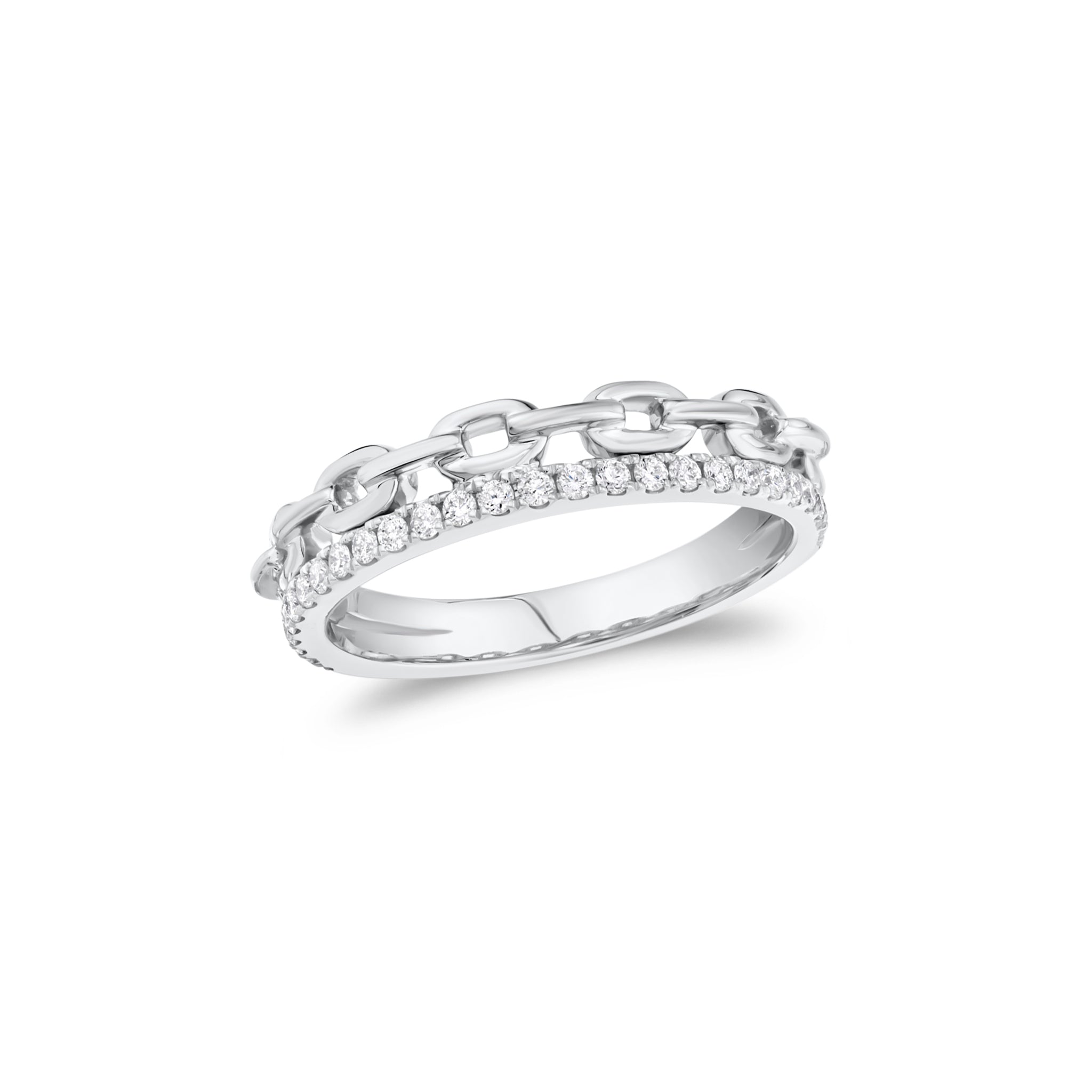 Diamond & Gold Cable Chain Stackable Ring