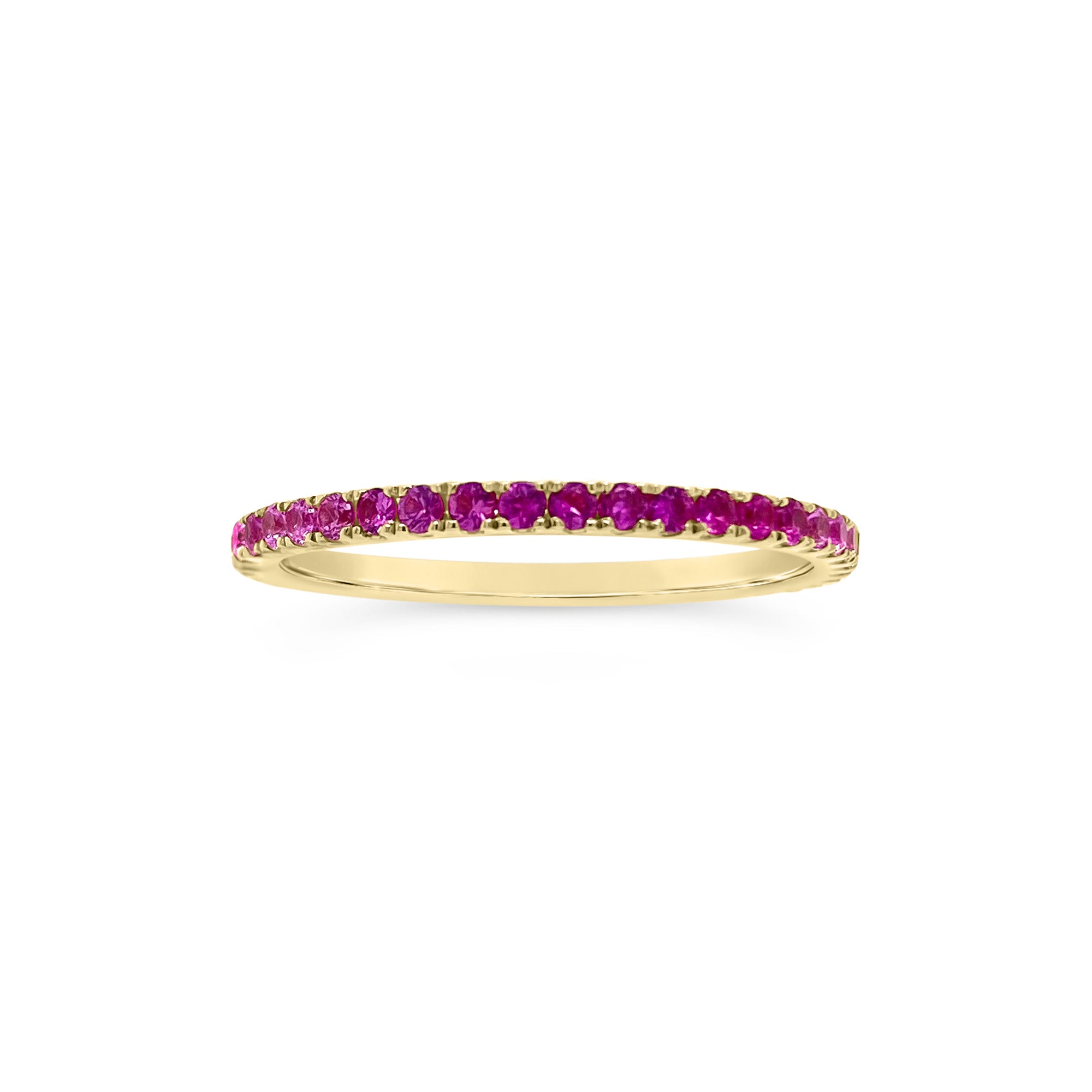 Diamond And Pink Sapphire 18k White Gold Eternity Wedding Band Ring