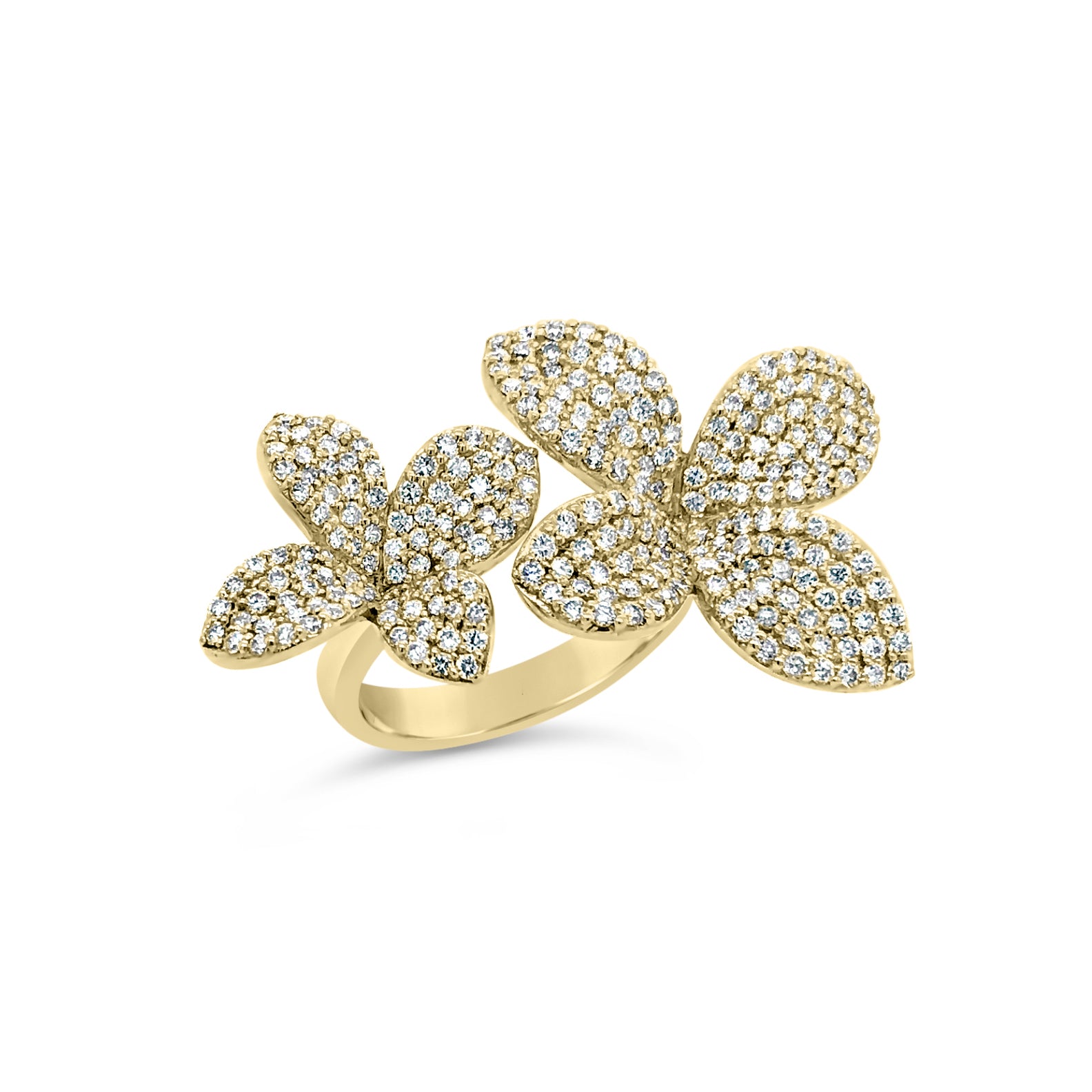 Crystal Flower Rhinestone Double Finger Rings – Wyvern's Hoard