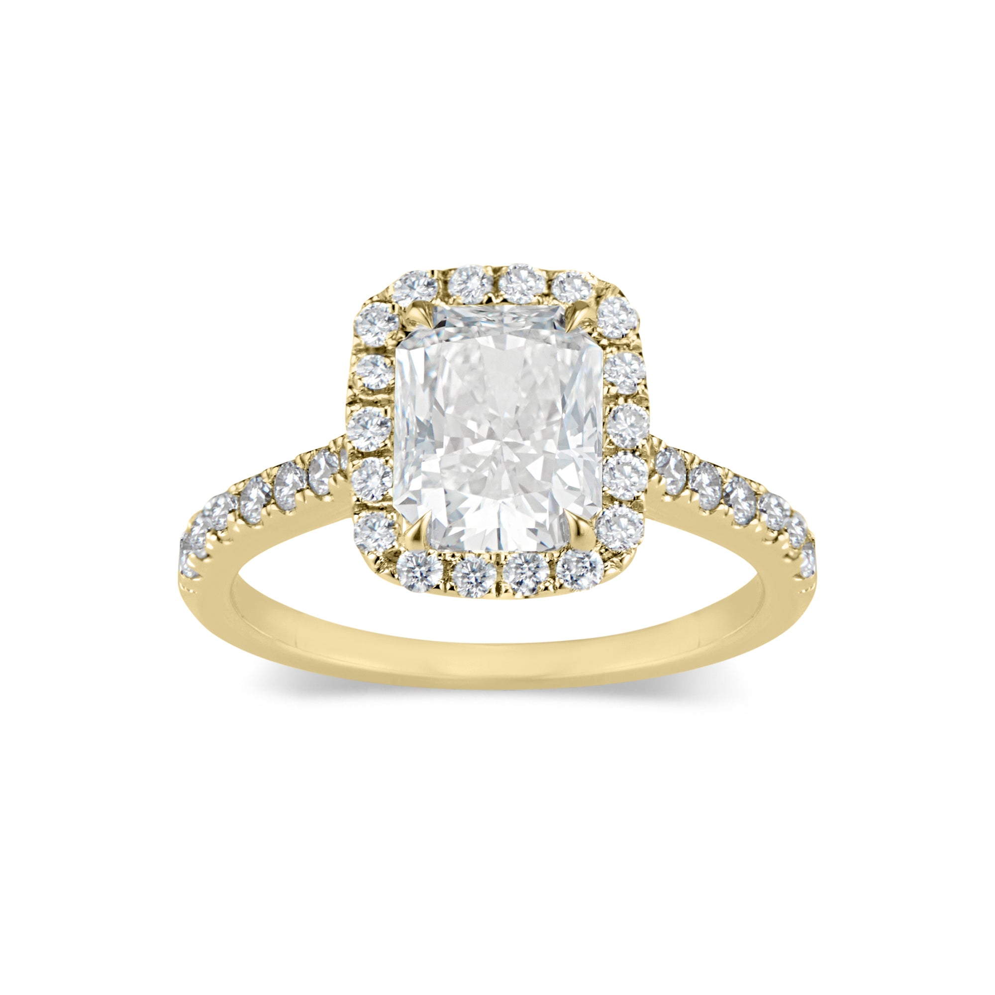 radiant cut diamond ring halo