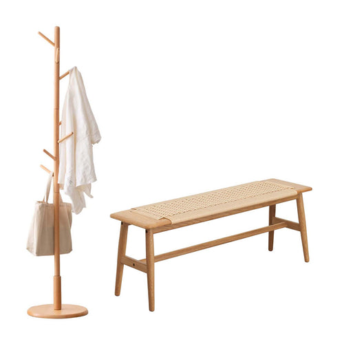 100% Solid Wood Shoe Bench + Coat Rack with 8 Hooks Combination -  fancyarnfurniture