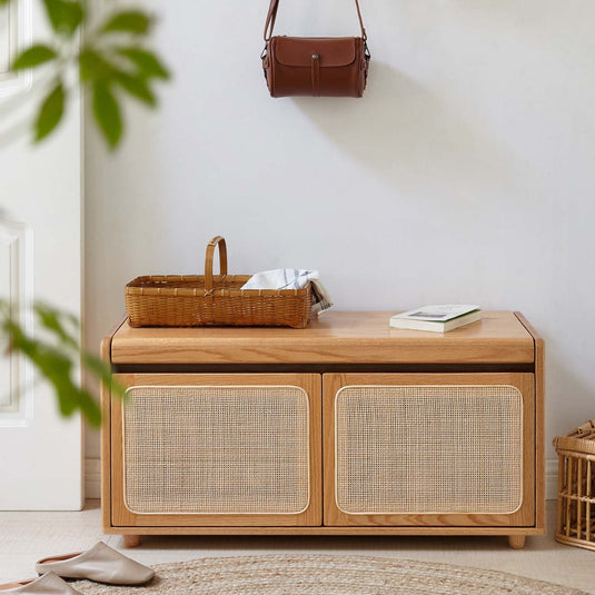 Rattan Shoe Cabinet with Flip Rack - CharmyDecor- CharmyDecor