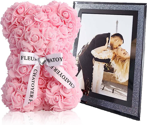 Rose Bear with Photo Frame