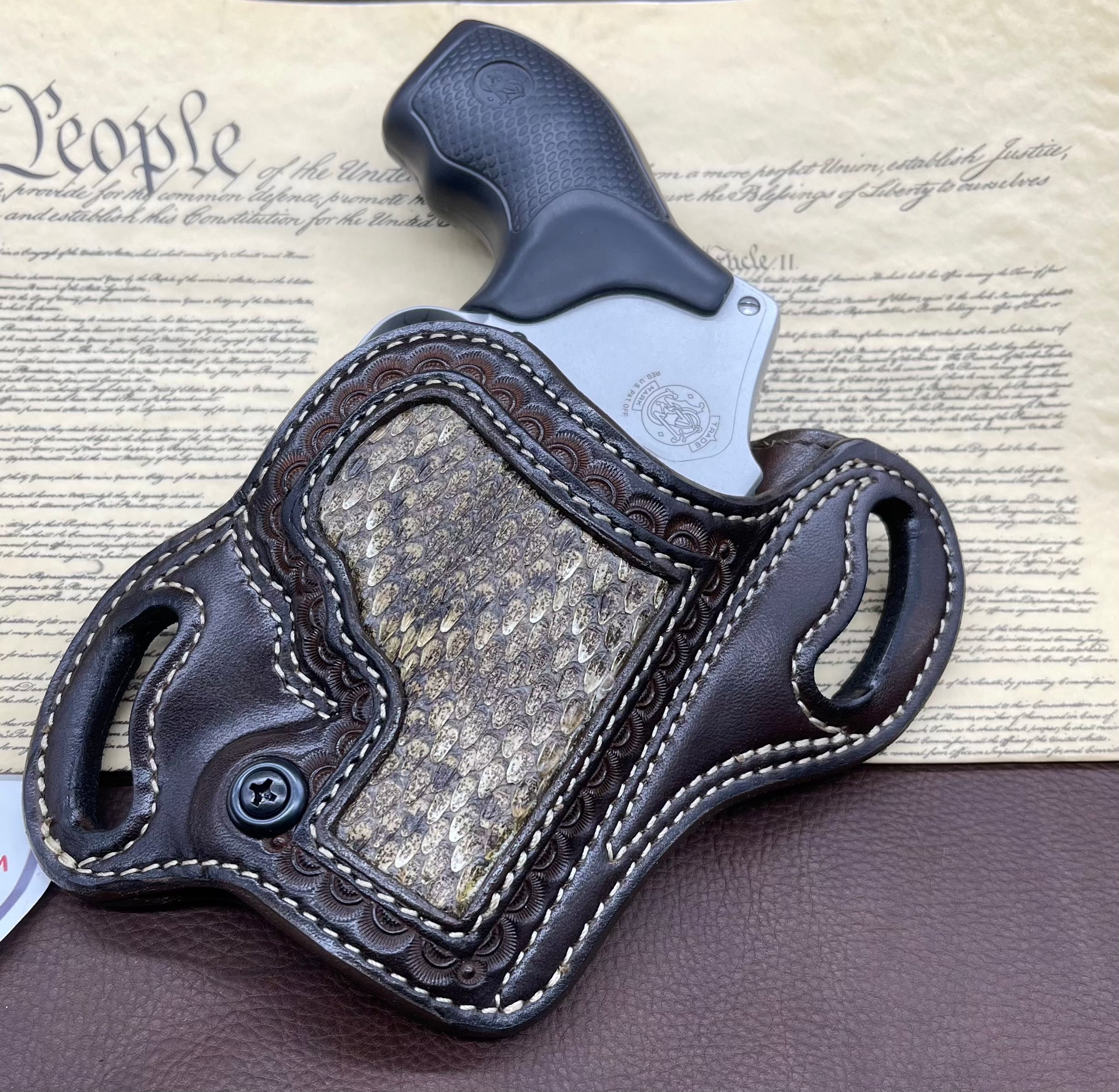 *Made to Order* LH/RH Texas Bodyguard Holster w/Genuine Snake Inlay