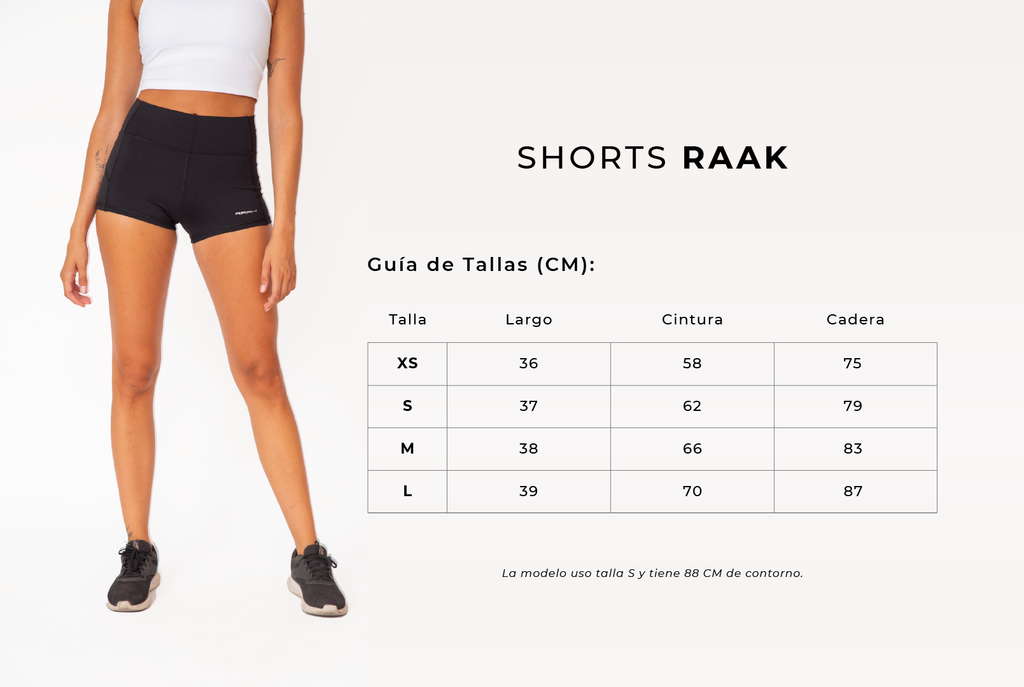 guia de tallas para shorts