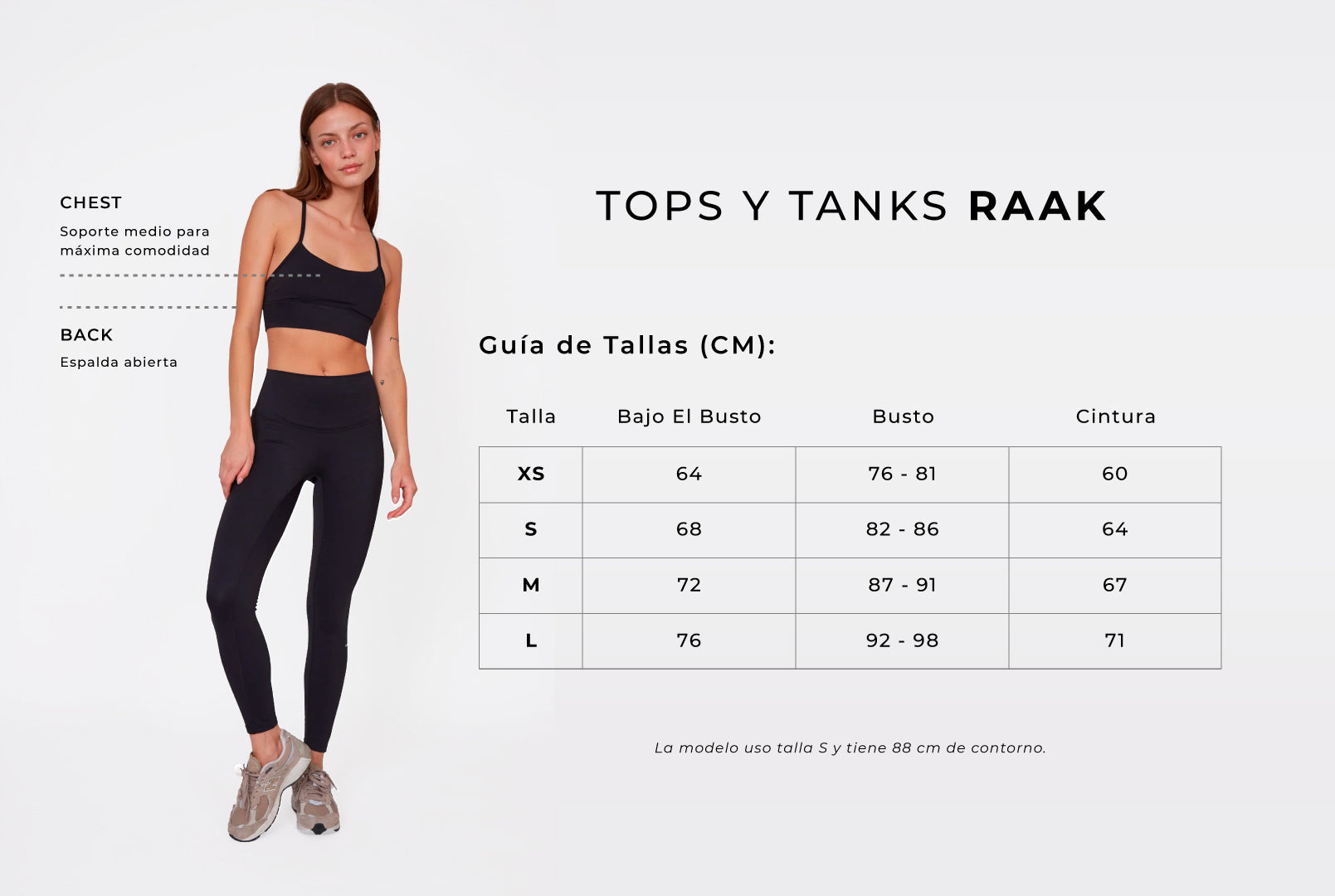 guia de talla tops y tanks