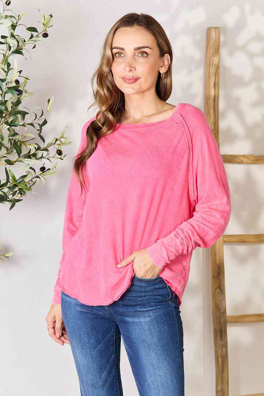 Zenana Full Size Round Neck Long Sleeve Top with Pocket – My Pampered Life  Seattle