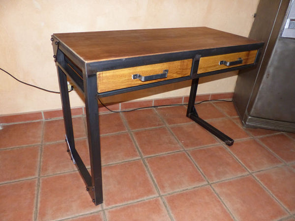 Bureau industriel 4 tiroirs et 1porte meuble bois et mètal sur mesure –  BROCANTETENDANCE