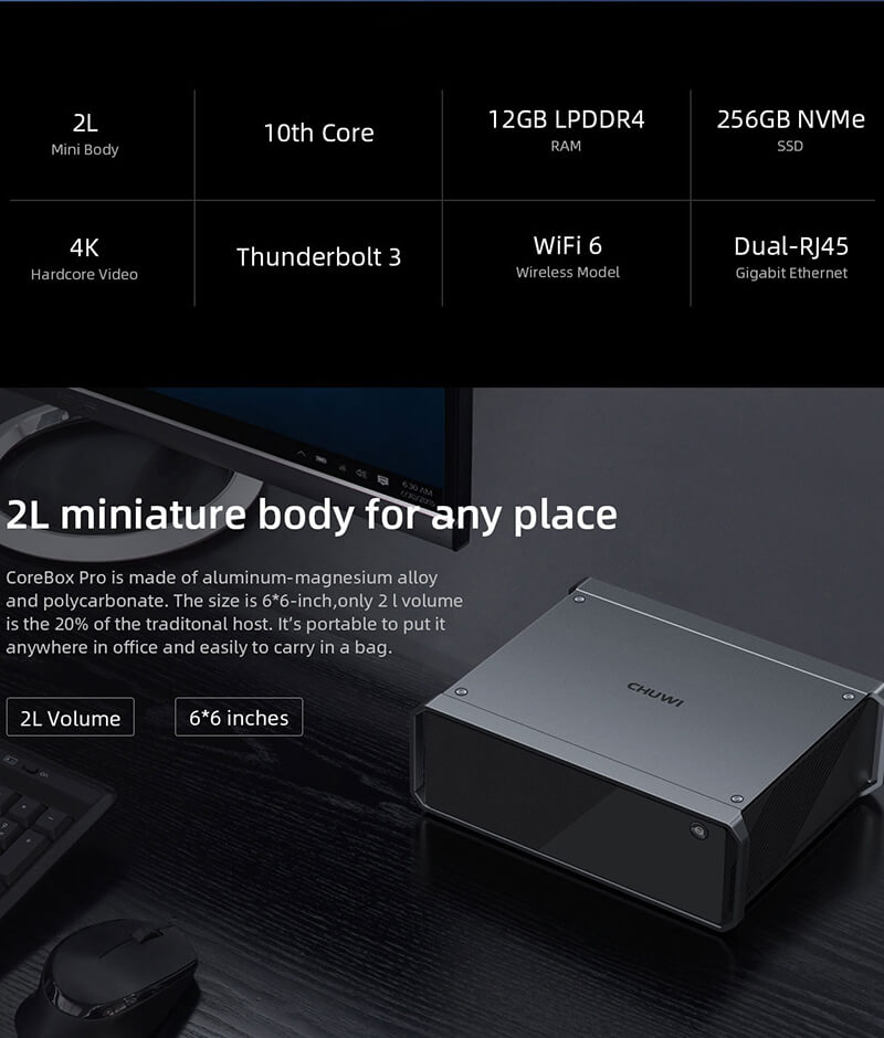 Unusual Items - Chuwi Corebox Pro Desktop Mini PC, 12GB RAM,256GB