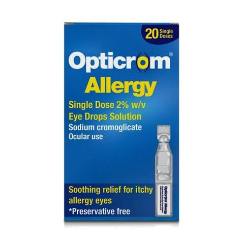 Opticrom Allergy Single Dose 2% Eye Drops (20 single-dose vials)