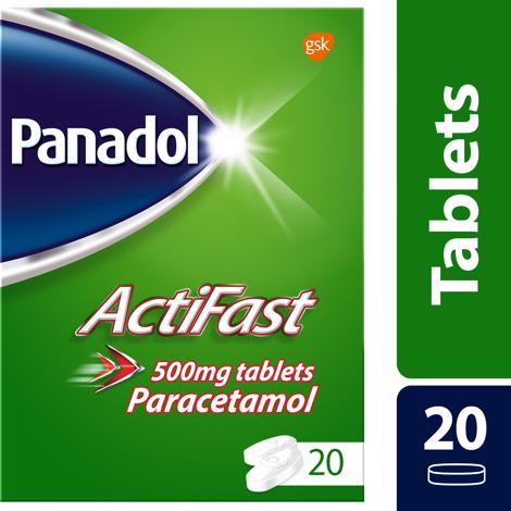 Panadol Actifast Pain Relief Tablets Paracetamol 500mg 20s