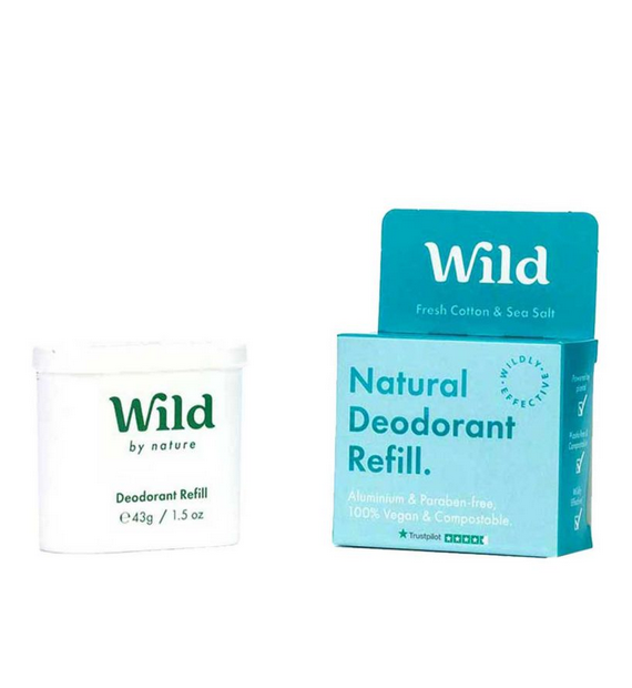 Wild - Refillable Deodorant - Aqua Case + 1 Cotton & Sea Salt