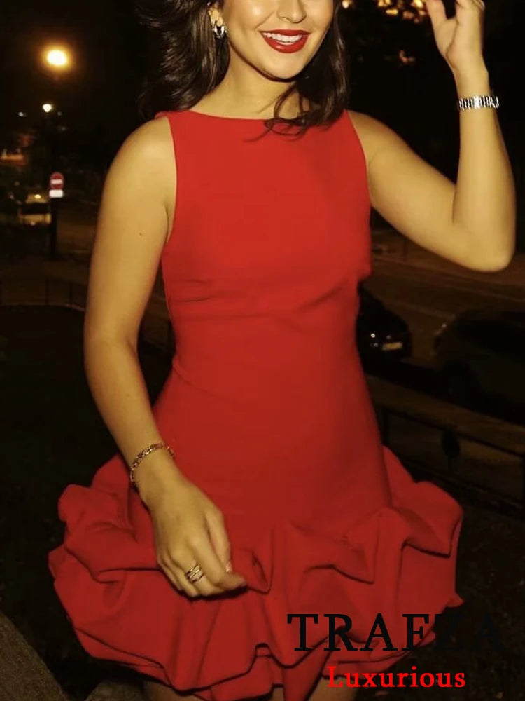 Chic Red Backless Mini Dress for Elegant Parties