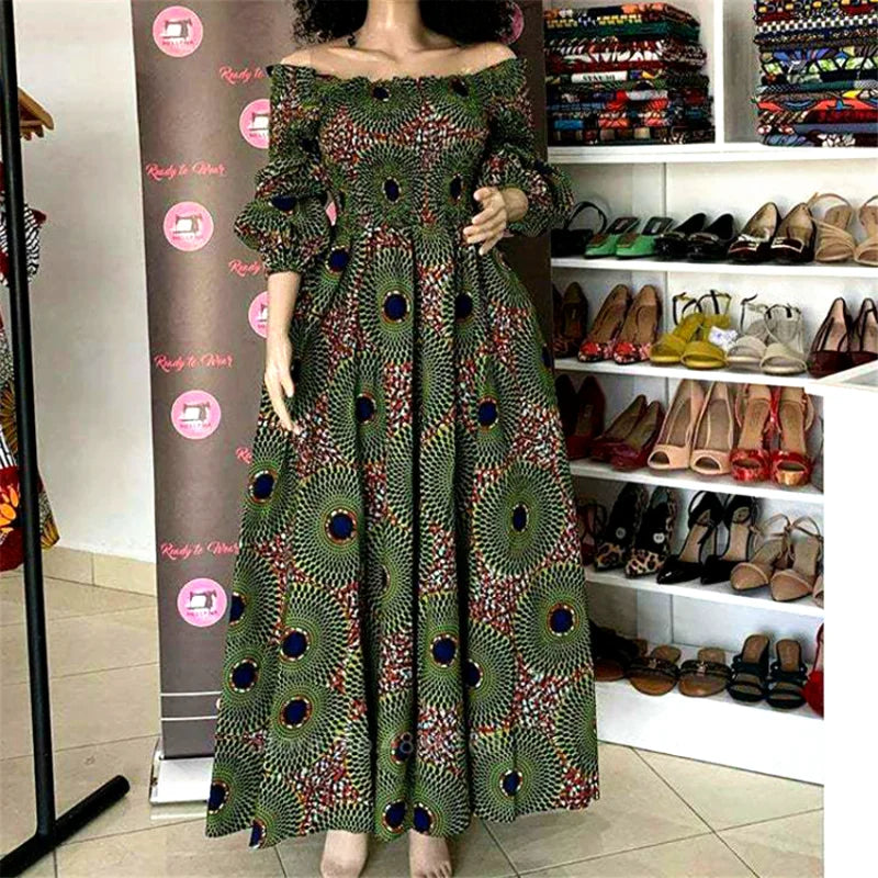 Elegant Maxi Dress for Women with Slash Neck