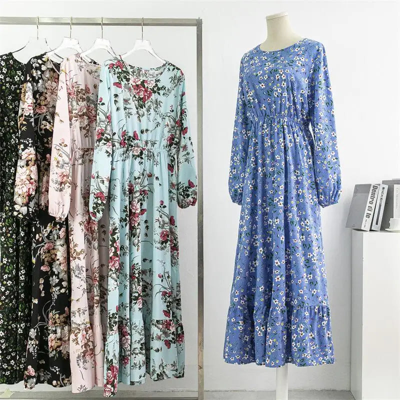 Casual Floral Chiffon Maxi Dress for Women