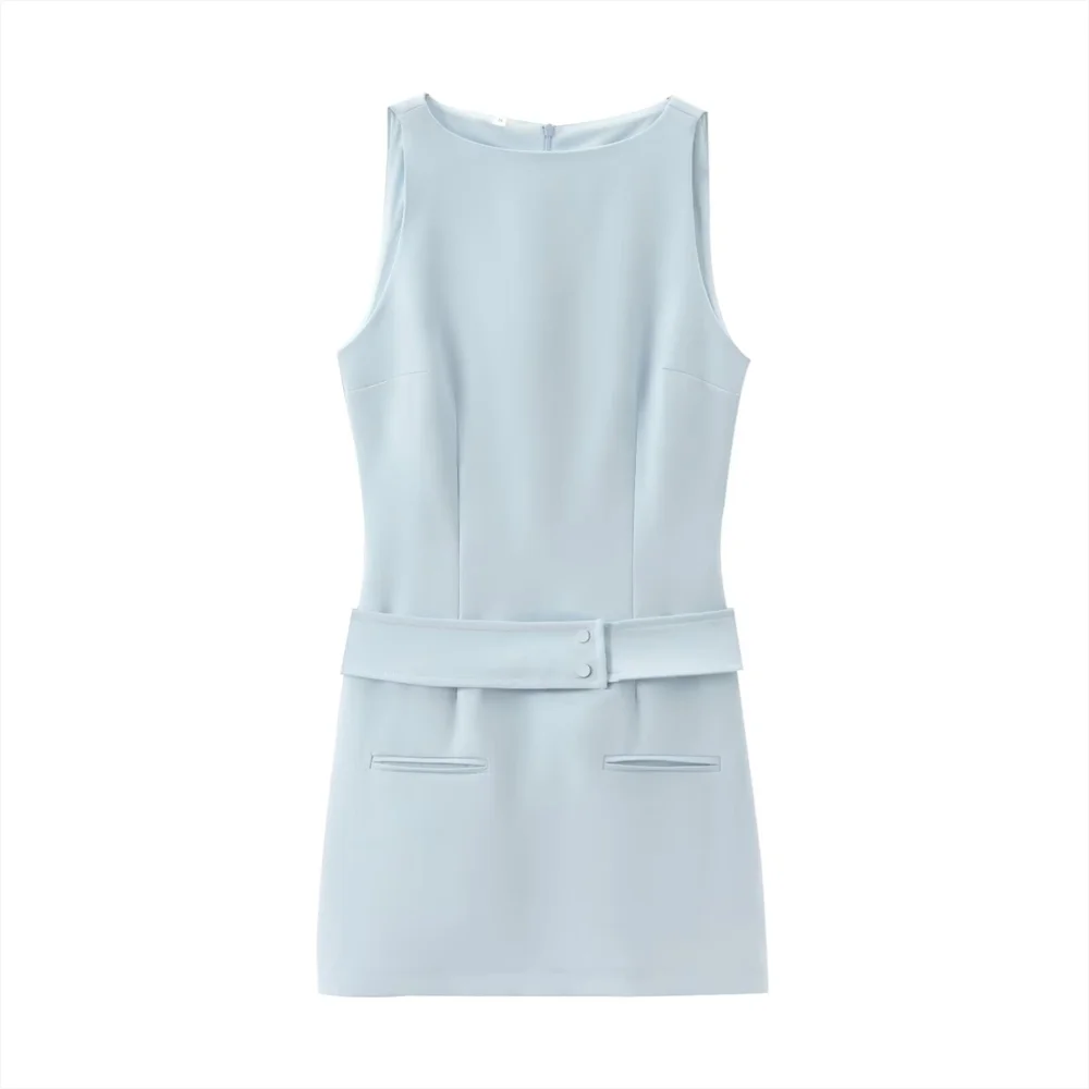 Elegant Slim Fit Sleeveless Round Neck Dress
