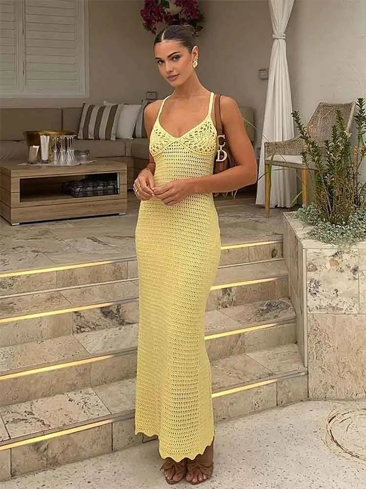 Sexy Knit Cut Out Summer Maxi Dress Cover Up